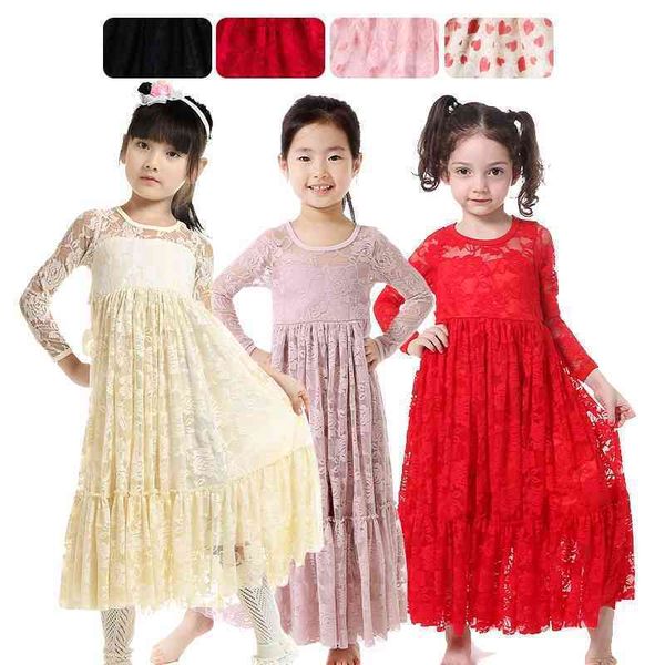 valentine's day new children's lace girl's long sleeve dress princess skirt, Red;yellow
valentine's day new children's lace girl's long sleeve dress princess skirt, Red;yellow