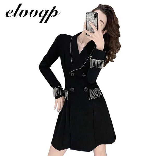 casual dresses solid beading tassel women blazer dress elegant sash double breasted office ladies trench notched party vestidos, Black;gray
casual dresses solid beading tassel women blazer dress elegant sash double breasted office ladies trench notched party vestidos, Black;gray