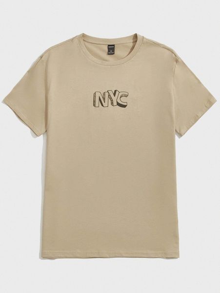 men letter graphic round neck tee 39kc#, White;black 
men letter graphic round neck tee 39kc#, White;black