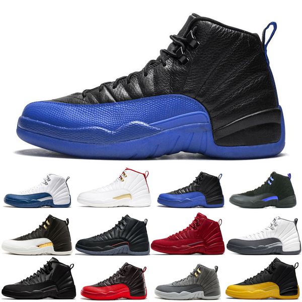 2022 man basketball shoes 12 12s black purple blue stone dark concord grey fiba flu french royal gamma gym red o-black reverse taxi the mast, White;red