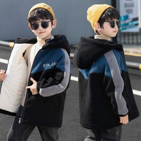 jackets boys fleece overcoat teenage coat children's winter patchwork velvet thickened warm hoodie jacket kids clothing child clothes, Blue;gray
jackets boys fleece overcoat teenage coat children's winter patchwork velvet thickened warm hoodie jacket kids clothing child clothes, Blue;gray