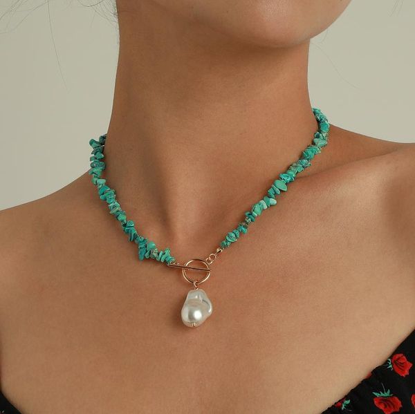 chains fashion punk large special-shaped pearl ot buckle alloy necklace temperament simple green turquoise choker chain jewelry, Silver
chains fashion punk large special-shaped pearl ot buckle alloy necklace temperament simple green turquoise choker chain jewelry, Silver