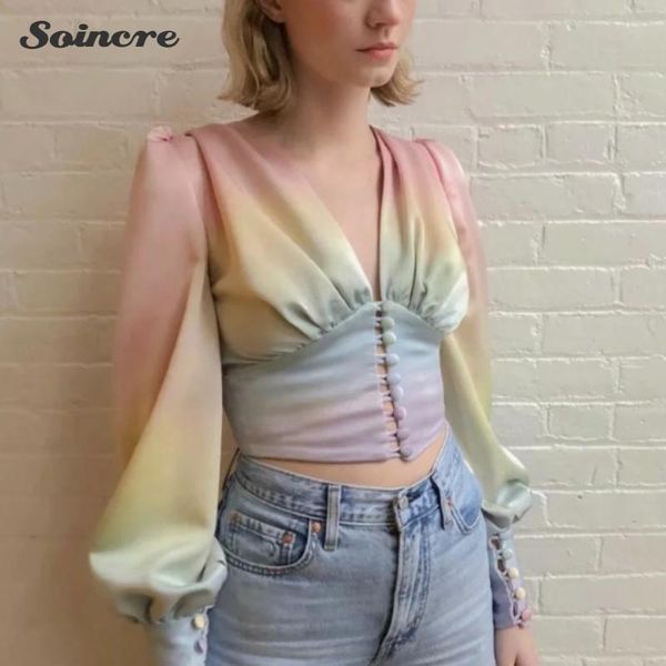 women's blouses & shirts chiffon vintage lantern long sleeve gradient color v-neck short single breasted elegant, White
women's blouses & shirts chiffon vintage lantern long sleeve gradient color v-neck short single breasted elegant, White