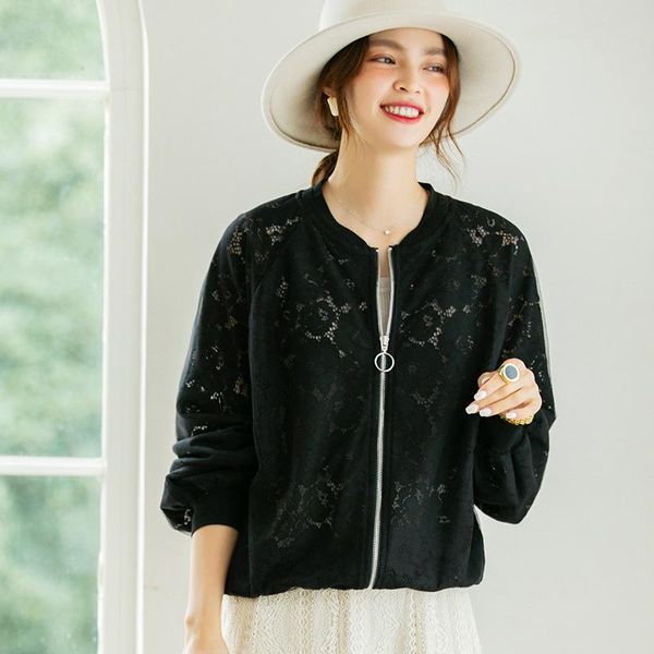 women's jackets 2021 autumn spring women coats korean japan style mesh hollow out zipper outerwear black white neat female fashion ins, Black;brown
women's jackets 2021 autumn spring women coats korean japan style mesh hollow out zipper outerwear black white neat female fashion ins, Black;brown