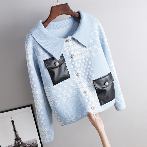 1121 2020 autumn lapel neck long sleeve white blue panelled sweater fashion sweater luxury sweater dl, White;black
1121 2020 autumn lapel neck long sleeve white blue panelled sweater fashion sweater luxury sweater dl, White;black