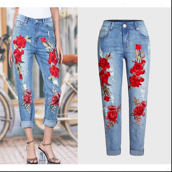 womens jeans vogue women stretch loose denim pants floral 3d embroidery bleach ripped female elastic, Blue
womens jeans vogue women stretch loose denim pants floral 3d embroidery bleach ripped female elastic, Blue