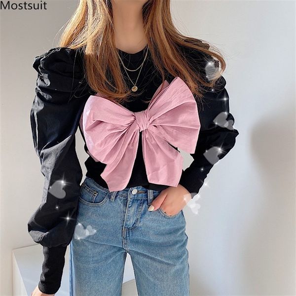 spring autumn puff sleeve patchwork sweater women korean sweet slim bow o-neck knitted pullover ladies jumpers 210518, White;black
spring autumn puff sleeve patchwork sweater women korean sweet slim bow o-neck knitted pullover ladies jumpers 210518, White;black