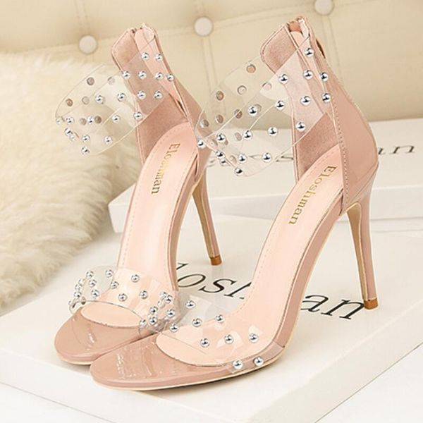 women's shoes of summer transparent pvc sandals with ankle strap, decorated rhinestones and pearls, pumps high heel, Black
women's shoes of summer transparent pvc sandals with ankle strap, decorated rhinestones and pearls, pumps high heel, Black