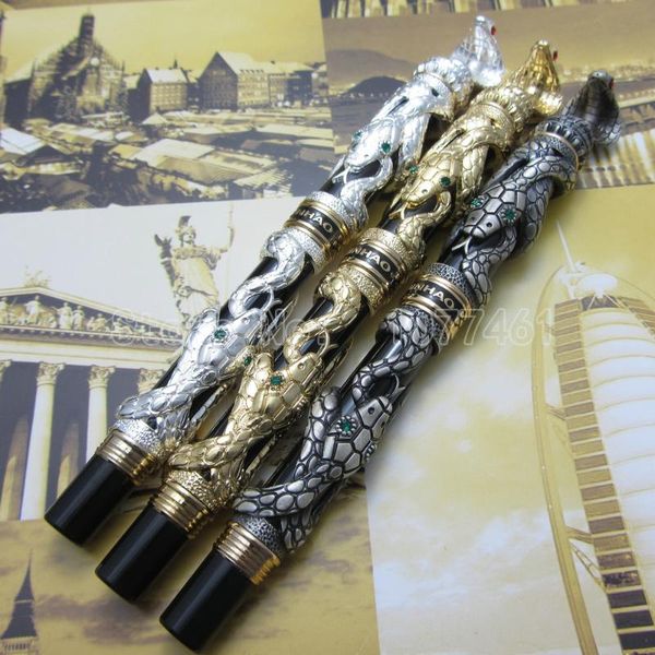 jinhao white black gold snake type roller ball pen with gift box 3d-model cobra j3t55r ballpoint pens, Blue;orange
jinhao white black gold snake type roller ball pen with gift box 3d-model cobra j3t55r ballpoint pens, Blue;orange