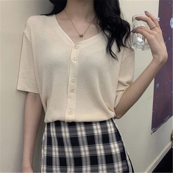 women's knits & tees 2021 women cardigans solid v-neck single breasted elegant casual loose fashionable temperament korean sweet daily, White
women's knits & tees 2021 women cardigans solid v-neck single breasted elegant casual loose fashionable temperament korean sweet daily, White
