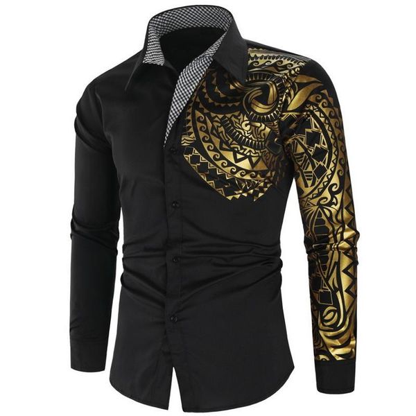 luxury gold black shirt men slim fit long sleeve camisa masculina chemise homme social club prom 2021 men's casual shirts, White;black
luxury gold black shirt men slim fit long sleeve camisa masculina chemise homme social club prom 2021 men's casual shirts, White;black