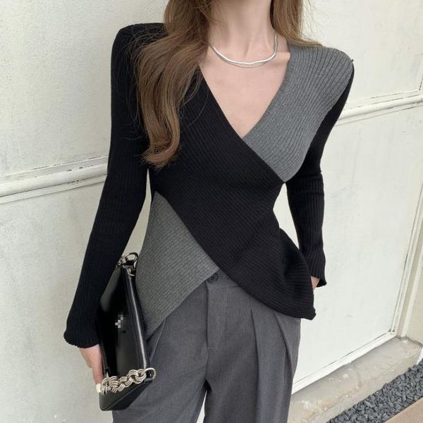 women's sweaters women sweater v neck fashion criss cross long sleeve color contrast slim knitted pullover japan style jumper, White;black
women's sweaters women sweater v neck fashion criss cross long sleeve color contrast slim knitted pullover japan style jumper, White;black