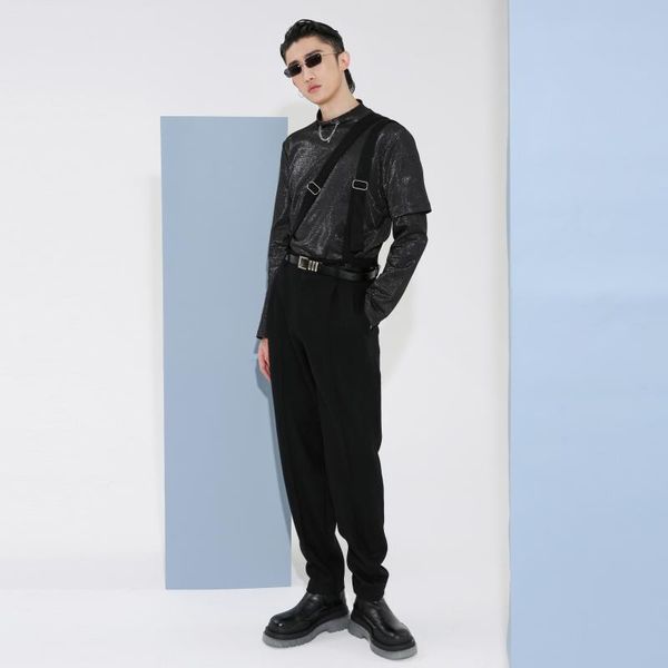 27-46 2021 men women's clothing hair stylist fashion retro straps woolen cloth tapered pants plus size costumes men's, Black
27-46 2021 men women's clothing hair stylist fashion retro straps woolen cloth tapered pants plus size costumes men's, Black