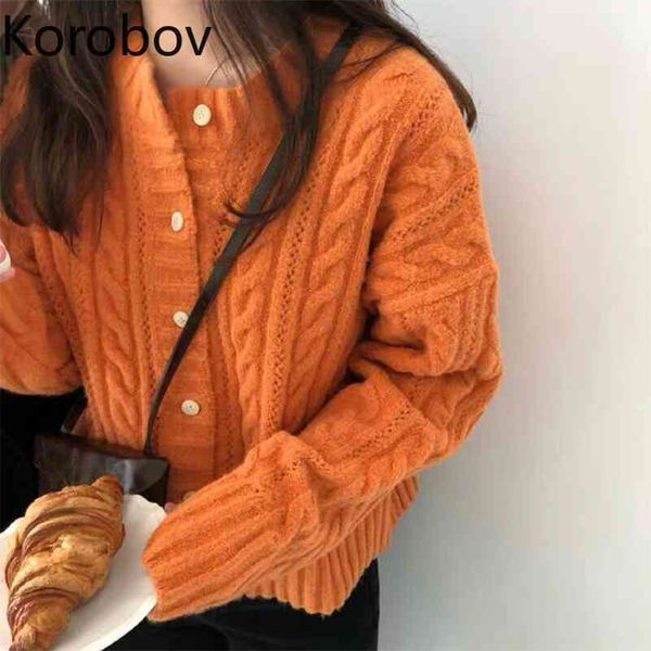 korobov autumn women single breasted short cardigans korean winter thick cardigan vintage o neck long sleeve crop sweater 210430, White
korobov autumn women single breasted short cardigans korean winter thick cardigan vintage o neck long sleeve crop sweater 210430, White