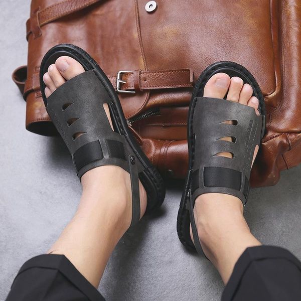 sandals 2021 summer men's leather dual-use outer wear driving and slippers tide outdoor soft bottom flip flops, Black
sandals 2021 summer men's leather dual-use outer wear driving and slippers tide outdoor soft bottom flip flops, Black