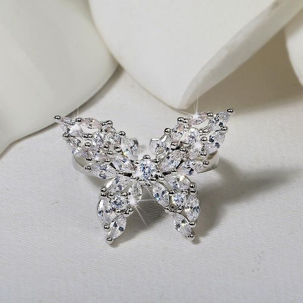 cluster rings romantic crystal butterfly ring exquisite silver color cubic zirconia women's anniversary engagement jewelry for women, Golden;silver
cluster rings romantic crystal butterfly ring exquisite silver color cubic zirconia women's anniversary engagement jewelry for women, Golden;silver