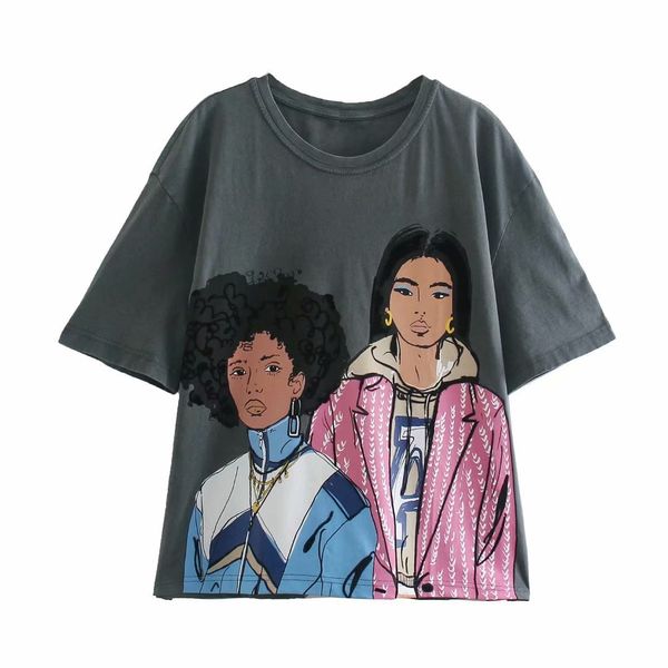 t shirt 2021 summer women's character cartoon image printing wash loose short sleeve, White
t shirt 2021 summer women's character cartoon image printing wash loose short sleeve, White