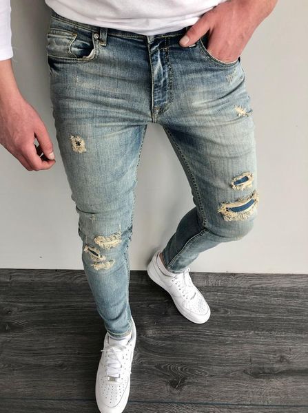 men's jeans men pencil pants skinny ripped mid waisted denim long streetwear casual made old slim fit fashion versatile clothes, Blue
men's jeans men pencil pants skinny ripped mid waisted denim long streetwear casual made old slim fit fashion versatile clothes, Blue