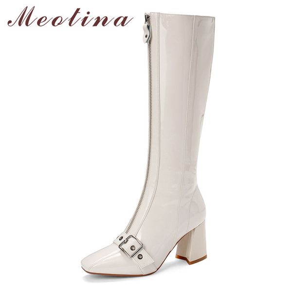 meotina winter knee high boots women natural genuine leather buckle thick high heel long boots zip square toe shoes lady size 39 210520, Black
meotina winter knee high boots women natural genuine leather buckle thick high heel long boots zip square toe shoes lady size 39 210520, Black
