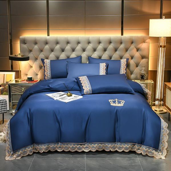 bedding sets luxury gold crown embroidery satin like silk set soft silky lace duvet cover flat/fitted sheet pillowcases home textiles
bedding sets luxury gold crown embroidery satin like silk set soft silky lace duvet cover flat/fitted sheet pillowcases home textiles