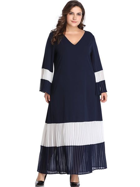 womens plus size dresses casual black and white patchwork stitching contrast matching pleated v neck ankle skirt loose home
womens plus size dresses casual black and white patchwork stitching contrast matching pleated v neck ankle skirt loose home