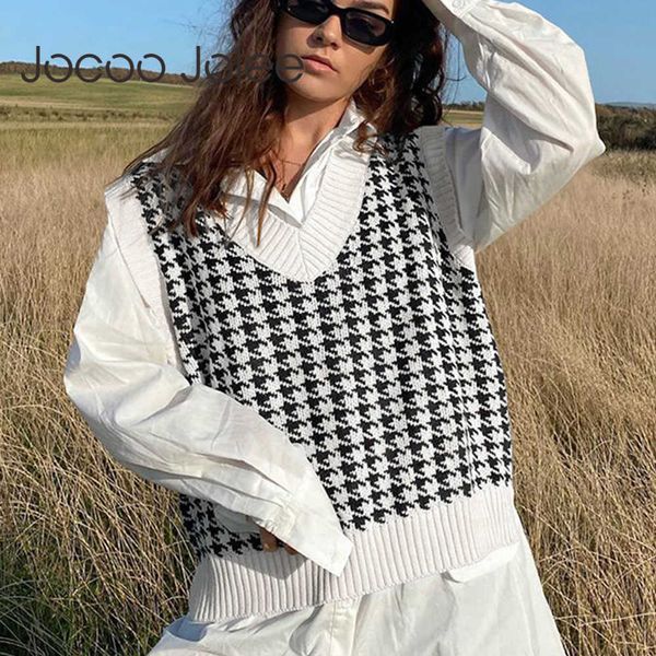 women fashion oversized knitted vest sweater v neck sleeveless houndstooth loose female lady waistcoat chic winter 210619, White
women fashion oversized knitted vest sweater v neck sleeveless houndstooth loose female lady waistcoat chic winter 210619, White