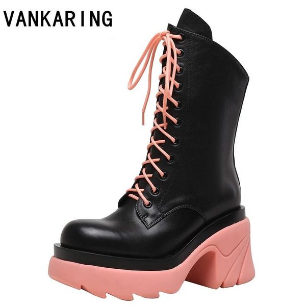 boots classic lace-up woman autumn winter ankle women fashion cross strap full leather platform, Black
boots classic lace-up woman autumn winter ankle women fashion cross strap full leather platform, Black