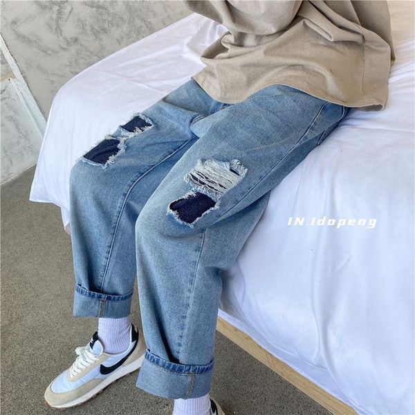 spring and autumn youth men's loose patches ripped jeans fashion casual all-match straight pants -2xl, Blue
spring and autumn youth men's loose patches ripped jeans fashion casual all-match straight pants -2xl, Blue