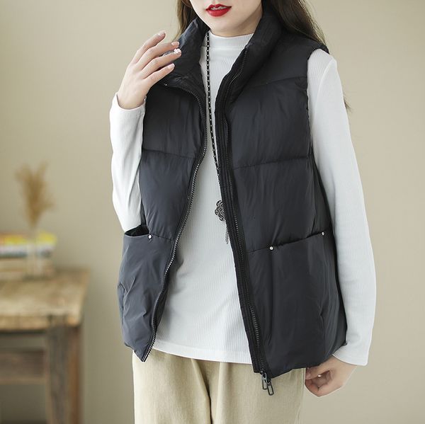 vests down et vt women's wear 2021 winter short white duck down with spring and autumn coat outside the vt, Black;white
vests down et vt women's wear 2021 winter short white duck down with spring and autumn coat outside the vt, Black;white