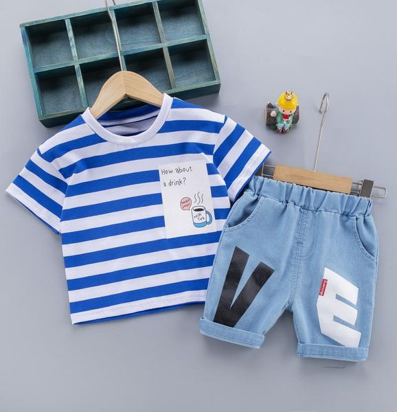 baby boy handsome summer clothes short sleeved striped t-shirt + denim shorts 2pcs girls outfits casual kids clothing set sets, White
baby boy handsome summer clothes short sleeved striped t-shirt + denim shorts 2pcs girls outfits casual kids clothing set sets, White