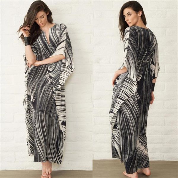 neck maxi women dress plus size print beach cover up sarong pareos de playa mujer swimwear robe plage women's, White;black
neck maxi women dress plus size print beach cover up sarong pareos de playa mujer swimwear robe plage women's, White;black