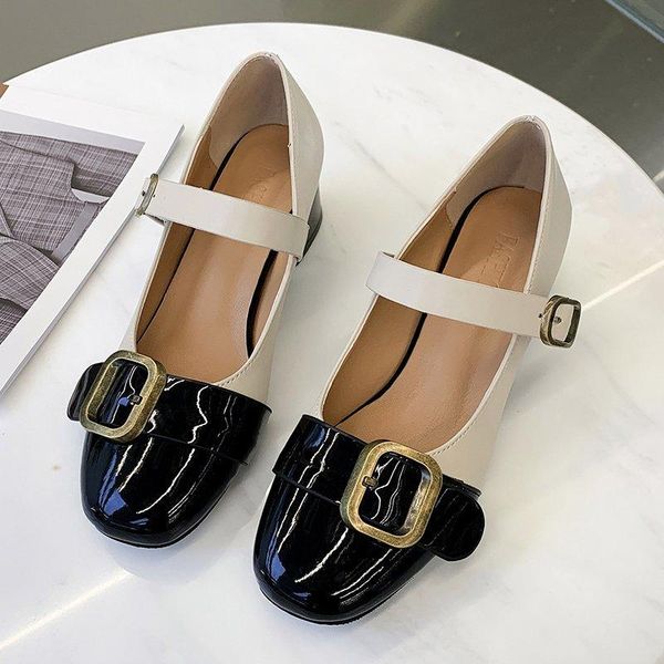 women spring summer leather pumps square toe marry jeans shoes med heel buckle shallow sandals 4cm dress, Black
women spring summer leather pumps square toe marry jeans shoes med heel buckle shallow sandals 4cm dress, Black