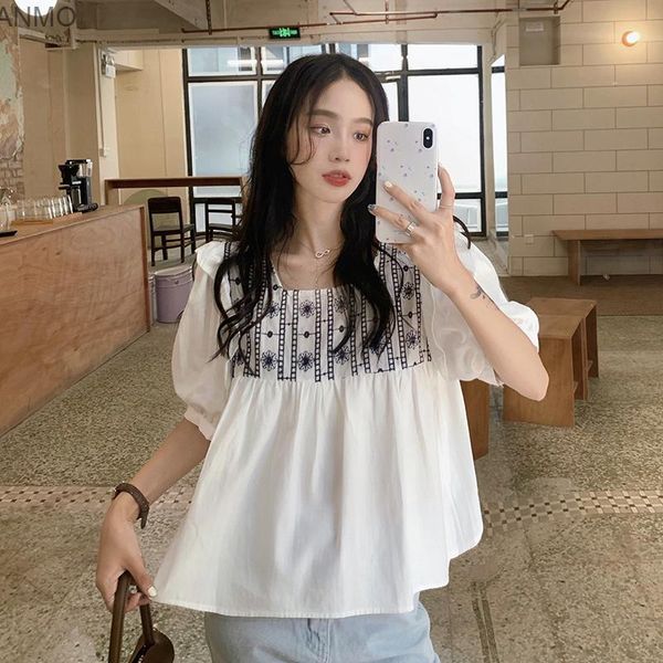 women's blouses & shirts temperament square neck printed short sleeve shirt design fashion, White
women's blouses & shirts temperament square neck printed short sleeve shirt design fashion, White