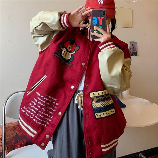 women's jackets hip hop patchwork women cute furry clown letter embroidery preppy karajuku casual bomber varsity jacket baseball suits, Black;brown
women's jackets hip hop patchwork women cute furry clown letter embroidery preppy karajuku casual bomber varsity jacket baseball suits, Black;brown