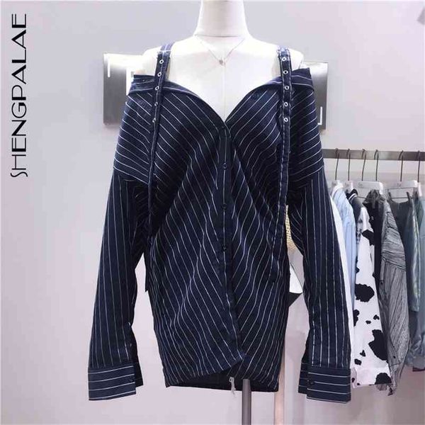 spring autumn slash neck long sleeve black personality striped korean fashion women shirt loose fl425 210427, White
spring autumn slash neck long sleeve black personality striped korean fashion women shirt loose fl425 210427, White