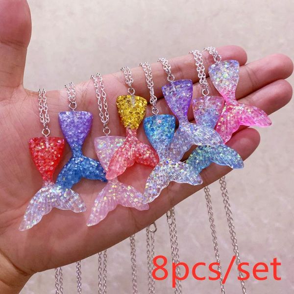 8pcs set fashion colourful gradient mermaid tail and 8 color shimmery fish scale charm necklace choker for women girls jewelry pendant neckl, Silver
8pcs set fashion colourful gradient mermaid tail and 8 color shimmery fish scale charm necklace choker for women girls jewelry pendant neckl, Silver
