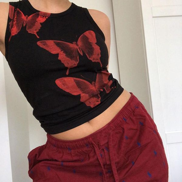women's blouses & shirts crop women casual butterfly print cropped vest t-shirt fashion sleeveless round neck blousetank vestidos, White
women's blouses & shirts crop women casual butterfly print cropped vest t-shirt fashion sleeveless round neck blousetank vestidos, White