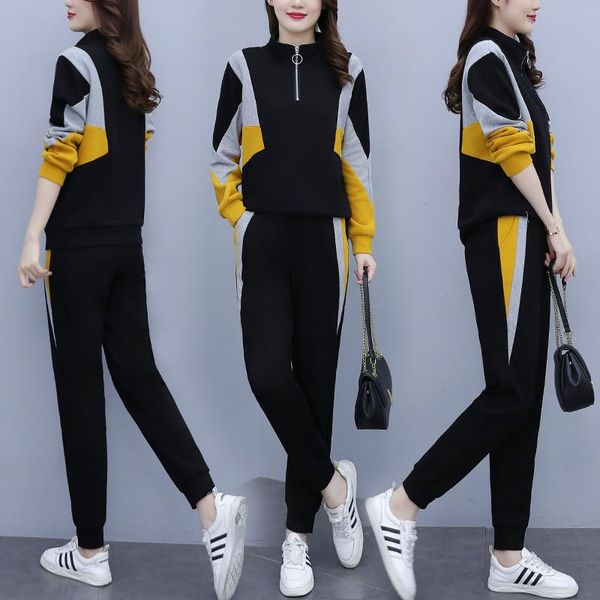 women's two piece pants large size autumn fashion splicing set and survetement femme 2 tracksuits ensemble, White
women's two piece pants large size autumn fashion splicing set and survetement femme 2 tracksuits ensemble, White