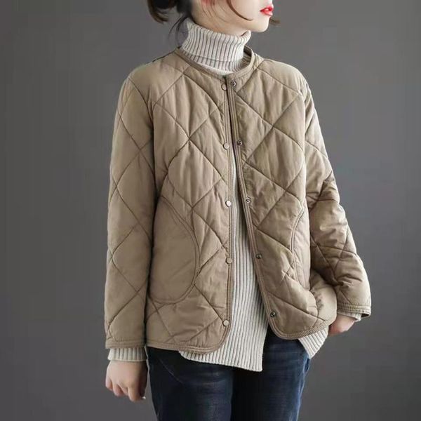 women's down parkas 2021 winter retro loose solid color cotton padded jacket round neck short lingge lightweight, Black
women's down parkas 2021 winter retro loose solid color cotton padded jacket round neck short lingge lightweight, Black