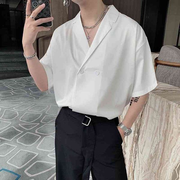 men's casual shirts summer short-sleeved fashion business society mens korean loose men black/white dress lv0s, White;black
men's casual shirts summer short-sleeved fashion business society mens korean loose men black/white dress lv0s, White;black