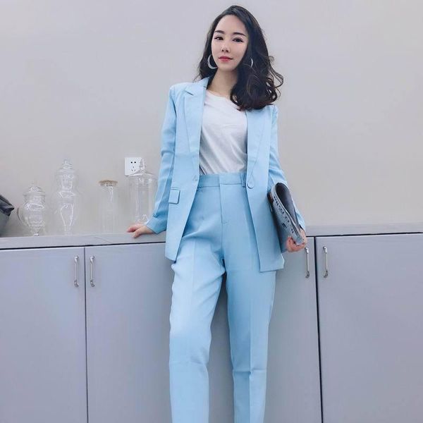 2-piece suit female style ladies solid color black fashion casual self-cultivation professional work clothes women's two piece pants, White
2-piece suit female style ladies solid color black fashion casual self-cultivation professional work clothes women's two piece pants, White