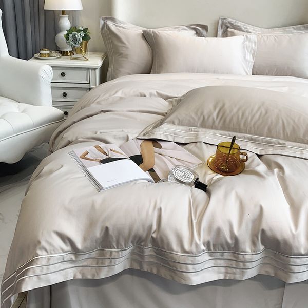 simple light luxury style 100 thread count four piece set embroidered quilt cover cotton el pure color bedding
simple light luxury style 100 thread count four piece set embroidered quilt cover cotton el pure color bedding