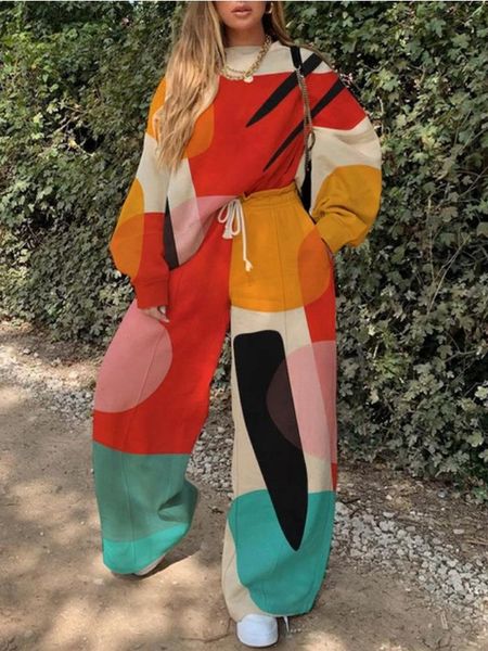women's two piece pants harajuku tracksuit 2021 autumn abstract print set women casual loose sweatshirt and drawstring suits ladies p49, White
women's two piece pants harajuku tracksuit 2021 autumn abstract print set women casual loose sweatshirt and drawstring suits ladies p49, White
