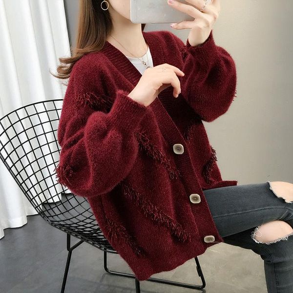 women's knits & tees 2021 chenille sweater women's korean fashion casual loose long-sleeved v-neck solid color knitted cardigan min, White
women's knits & tees 2021 chenille sweater women's korean fashion casual loose long-sleeved v-neck solid color knitted cardigan min, White
