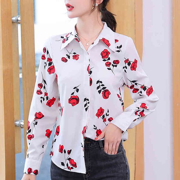women's blouses & shirts shintimes autumn vintage rose print blusas chiffon blouse korean fashion clothing women long sleeve butto, White
women's blouses & shirts shintimes autumn vintage rose print blusas chiffon blouse korean fashion clothing women long sleeve butto, White