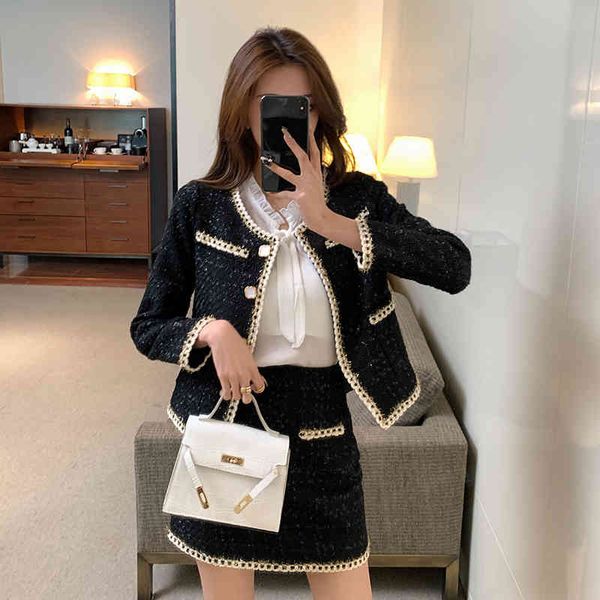 two piece dress temperament autumn winter 2piece set fashion hit color o neck long sleeve black tweed jacket crop high waist mini skirt ol k, White
two piece dress temperament autumn winter 2piece set fashion hit color o neck long sleeve black tweed jacket crop high waist mini skirt ol k, White