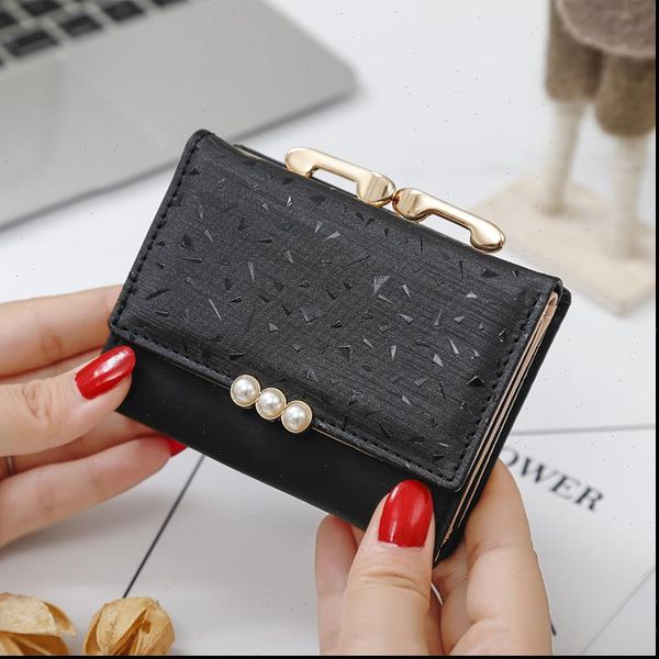 pearl element trifold women wallets short soft leather ladies purse clamp designer coin pocket card holder female wallet, Red;black
pearl element trifold women wallets short soft leather ladies purse clamp designer coin pocket card holder female wallet, Red;black