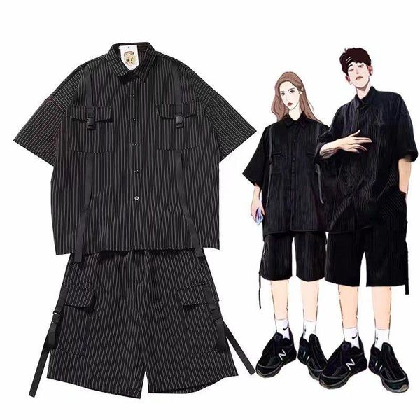 men's tracksuits art trend shirt suit for men women all-match shorts + short-sleeved hong kong style vintage striped loose casual sets, Gray
men's tracksuits art trend shirt suit for men women all-match shorts + short-sleeved hong kong style vintage striped loose casual sets, Gray