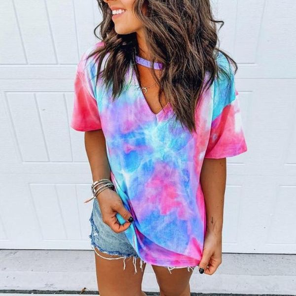 women's t-shirt summer tie-dye printed v-neck short-sleeved ladies 2021 designer womens loose casual tee shirts large sizes 3xl, White
women's t-shirt summer tie-dye printed v-neck short-sleeved ladies 2021 designer womens loose casual tee shirts large sizes 3xl, White