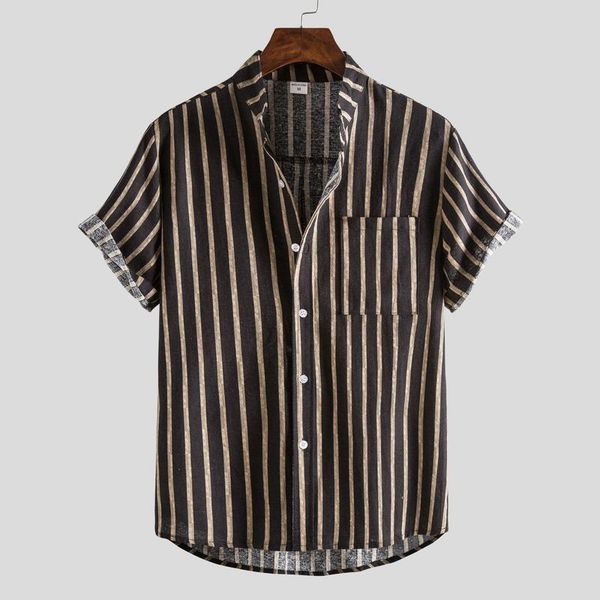 men's casual shirts 2021 european american summer clothing short-sleeved striped fashion shirt cardigan men, White;black
men's casual shirts 2021 european american summer clothing short-sleeved striped fashion shirt cardigan men, White;black